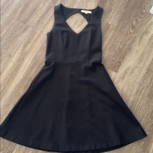 Black V-neck dress with keyhole back